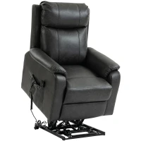 HOMCOM Fauteuil releveur et relax pour seniors, fauteuil lift électrique en simili cuir avec double moteur, coussin à ressorts, Noir(m-4)