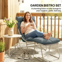 Outsunny Bistro Set for Garden, 3 Piece Outdoor Table and Chair with Footstool and Removable Cushions, Comfy Balcony Furniture(m-4)