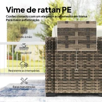 Outsunny Conjunto de Jardim Exterior de Rattan de 6 Peças com Cadeira de Canto, 2 Cadeiras sem Braços, Apoio para Pés e Mesa, Amarelo(m-5)