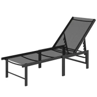 Outsunny Reclining Sun Lounger - Black(m-11)