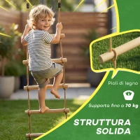 AIYAPLAY Scaletta per Bambini 3-8 Anni a 5 Pioli con Fibbie e Cinghie, in Legno e PE, color Legno(m-4)