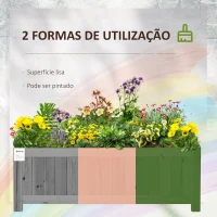 Outsunny Floreira de Madeira Dobrável Floreira Elevada para Cultivo de Vegetais e Flores no Pátio Varanda Terraço 70x30x25 cm Cinzento(m-6)