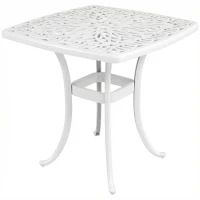 Outsunny Outdoor Garden Table with 38mm Dia. Umbrella Hole, Cast Aluminium Patio End Table with Anti-slip Foot Pads for Garden(m-11)