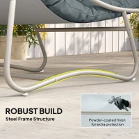 Outsunny Bistro Set for Garden, 3 Piece Outdoor Table and Chair with Footstool and Removable Cushions, Comfy Balcony Furniture(m-7)