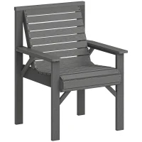 Outsunny Wooden Garden Dining Chair, Outdoor Chair Garden Armchair with Curved Seat and Wide Armrests, Grey Embossed Finish(m-1)