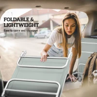 Outsunny Set of Two Steel Frame Sun Loungers, with Reclining Backs - Light Grey(m-6)