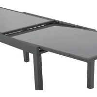 Table de jardin extensible rectangulaire 6 a 10 personnes - Structure aluminium - Plateau verre trempé - L 135-270 x H 75 x P 90(m-4)