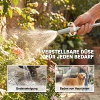 Outsunny Schlauchwagen 45 m Schlauchtrommel mit 2 Sprühmustern, Wasserhahnadapter Kurbel 2 Rädern 45 x 44 x 78 cm Grau(m-7)