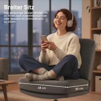 HOMCOM Sessel mit Hocker Drehbar Loungesessel mit Leinenoptik für Wohnzimmer Dunkelgrau(m-5)