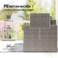 Outsunny 5 Piece Rattan Garden Furniture Set with Storage Table, Footstools, Cushions, Dark Grey(m-5)