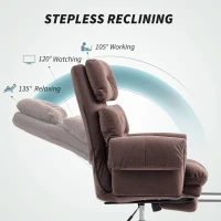 HOMCOM Fotel Biurowy z Regulowanym Oparciem, Obrotowe Krzesło Wyściełane, Pianka, Metal, Kolor Kawa(m-7)