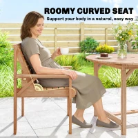 Outsunny 5 Pieces Garden Dining Set with Parasol Hole, Round Outdoor Table and Chairs, 4 Seater Wooden Garden Furniture, Natural(m-6)