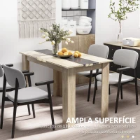 HOMCOM Mesa de Sala de Jantar para 4-6 Pessoas Estilo Moderno com Bancada de Melamina de Madeira Carga 50 kg 120x69x75 cm Madeira e Preto(m-5)
