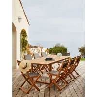 Ensemble repas de jardin - Table extensible + 8 chaises - Bois d'acacia - 8 places - LEVATA - Bocarnea(m-2)