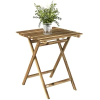 Outsunny Outdoor Coffee Table Foldable Wooden Garden Table for Patio Balcony Natural Wood(m-10)