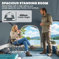 Outsunny Campingzelt für 2-4 Personen wasserdicht Familienzelt mit 3 Türen abnehmbar Regendach Bodenplane Tragetasche Dunkelblau(m-5)