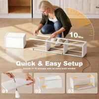 HOMCOM 3-Tier Floor Lamp with Shelves and Storage, Modern Corner Standing Lamp with Lampshade, Reading Light with Foot Switch for Living Room, Bedroom, Home Office, Bulb not Included, White(m-7)