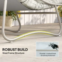 Outsunny Bistro Set for Garden, 3 Piece Outdoor Table and Chair with Footstool and Removable Cushions, Comfy Balcony Furniture(m-7)