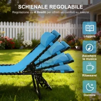 Outsunny Lettino Prendisole Pieghevole con Schienale Reclinabile in Acciaio e Tessuto a Rete, 189x58x30 cm, Blu(m-4)