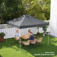 Outsunny Gazebo Roof Replacement UV50+ Waterproof Pop Up Canopy Cover with 8 Drainage Holes 3 x 3 m Dark Grey(m-9)