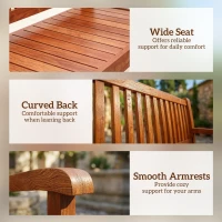 Outsunny Garden Bench 2 Seater, Wooden Outdoor Bench with Waterproof Cover, Garden Seat with Ergonomic Backrest(m-7)