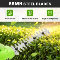 Outsunny 2-in-1 Draadloze Heggenschaar Elektrische Heggen- & Struikschaar met 20/10 cm Snijlengte, Oplader(m-7)