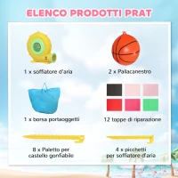 AIYAPLAY Castello Gonfiabile 4 in 1 con Scivolo e Trampolino, 255x230x196 cm, Rosa(m-8)