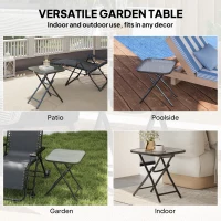 Outsunny Foldable Garden Table Square Folding Table for Patio Garden 45 x 45 x 50Hcm Black(m-5)