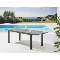 Ensemble repas de jardin 6 a 8 personnes : Table extensible 180-240 cm + 2 fauteuils + 6 chaises - Gris(m-4)