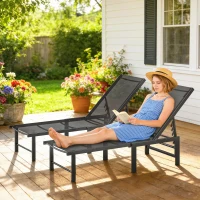 Outsunny Set of Two Reclining Sun Loungers - Black(m-7)