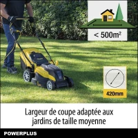 Tondeuse Gazon Électrique POWERPLUS POWXG6281 - 2000W, 420mm Ø, Ramassage, Mulching, Éjection Arriere(m-4)