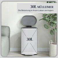 HOMCOM Prullenbak 30L Pedaalemmer met deksel voetpedaal uitneembare binnenemmer soft-close functie 36,5 x 31,2 x 60,8 cm, Grijs(m-4)