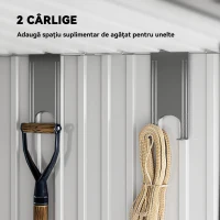 Outsunny Căsuță de Grădină cu Uși Glisante și Podea din Oțel, 195x122x181.5 cm, Gri Deschis(m-4)