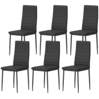 HOMCOM Conjunto de 6 Cadeiras de Sala de Jantar Estofadas em Linho com Pernas em Metal Cadeiras Modernas para Cozinha Quarto Suporta até 120 kg 41x50x97 cm Preto(m-11)
