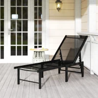 Outsunny Reclining Sun Lounger - Black(m-8)