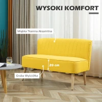 HOMCOM 2-osobowa sofa, miękkie obicie, łatwa do czyszczenia, do 220 kg, 117 x 56,5 x 77 cm, żółta(m-4)