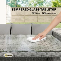 Outsunny 6 Seater Rattan Garden Furniture Set with 3 Sofas, 2 Footstools, Table, Patio Rattan Furniture Sofa Sets, Grey(m-7)