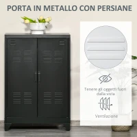 HOMCOM Armadietto Metallico a 2 Ante in Stile Industriale per Casa e Garage, 75x33x110 cm, Nero(m-5)