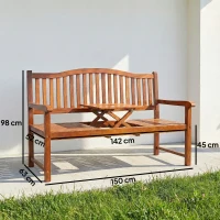 Outsunny Garden Loveseat Bench, 2-3 Seater Outdoor Bench with Liftable Table and Waterproof Cover, Light Brown(m-3)