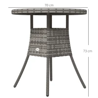 Outsunny 70 cm Wood-Effect Rattan Garden Table - Natural Wood Finish(m-3)