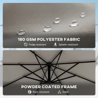Outsunny 3 m Cantilever Parasol with Protective Cover and Wind Ropes, Banana Parasol with Crank Handle, Light Grey(m-6)