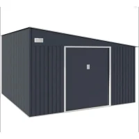 Abri de jardin en métal 11,01 m² - 342 x 321 x 162 - 210 cm - ASTRO - Kit d'ancrage inclus, 2 portes coulissantes - Gris(m-1)