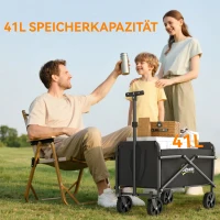 Outsunny Bolderkar Opvouwbaar Handkar 360° Tuinwagen met Verstelbare Handgreep Strandkar tot 60 kg voor Sport Winkelen Zwart(m-4)