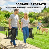 Outsunny Conjunto de 4 Cadeiras Dobráveis para Jardim com Apoios de Braços Encosto e Assento Estrutura Metálica 55x63x93 cm Preto(m-4)