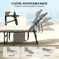 Outsunny Five-Position Reclining Sun Loungers Set of 2 - Beige(m-4)