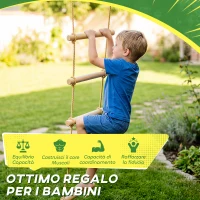 AIYAPLAY Scaletta per Bambini 3-8 Anni a 5 Pioli con Fibbie e Cinghie, in Legno e PE, color Legno(m-7)