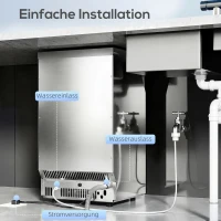 HOMCOM Commerciële Ijsblokjesmachine 45 kg/24 uur, roestvrij staal, met 15 kg opslag, zelfreiniging, zilver(m-7)