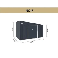 Abri de jardin en métal 11,01 m² - 342 x 321 x 162 - 210 cm - ASTRO - Kit d'ancrage inclus, 2 portes coulissantes - Gris(m-4)