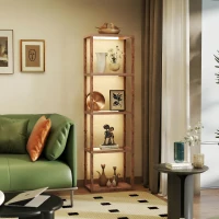 HOMCOM Four-Shelf Floor Lamp - Rustic Brown(m-2)