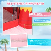 AIYAPLAY Castello Gonfiabile 4 in 1 con Scivolo e Trampolino, 255x230x196 cm, Rosa(m-5)